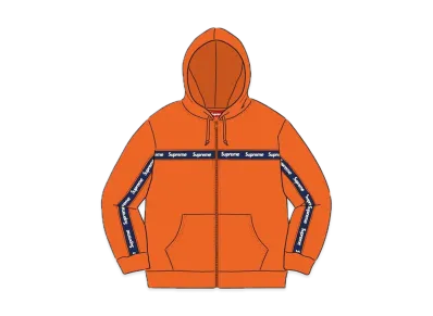 Supreme Text Stripe Zip Up Hooded Sweatshirt "Orange"