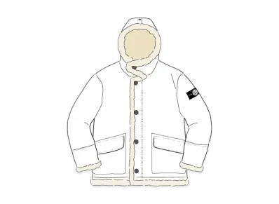 Supreme / Stone Island Hand-Painted Hooded Shearling Jacket "White"