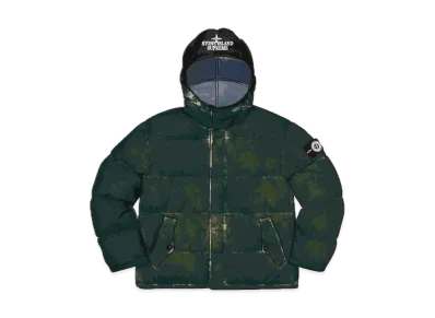 Supreme / Stone Island Painted Camo Crinkle Down Jacket "Dark Teal"