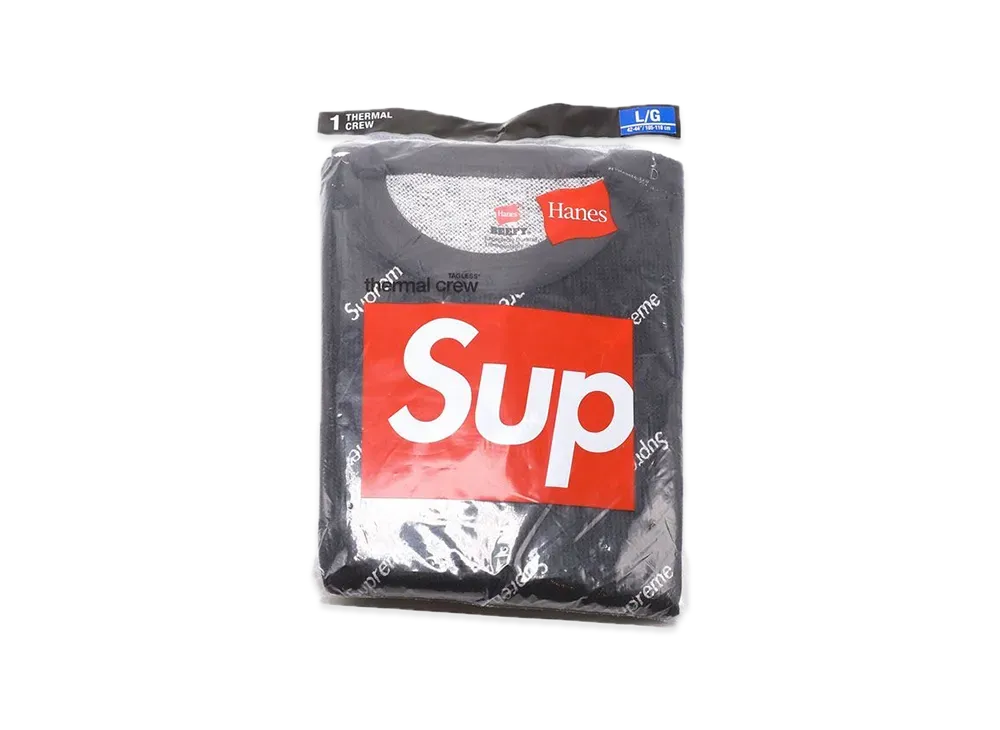 Supreme x Hanes Thermal Crew (1 Pack) "Black" (20FW)