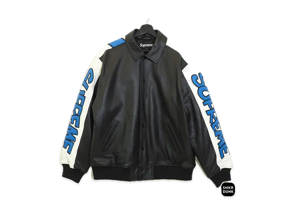 シュプリーム スマーフ レザー バーシティー ジャケット "ブラック"