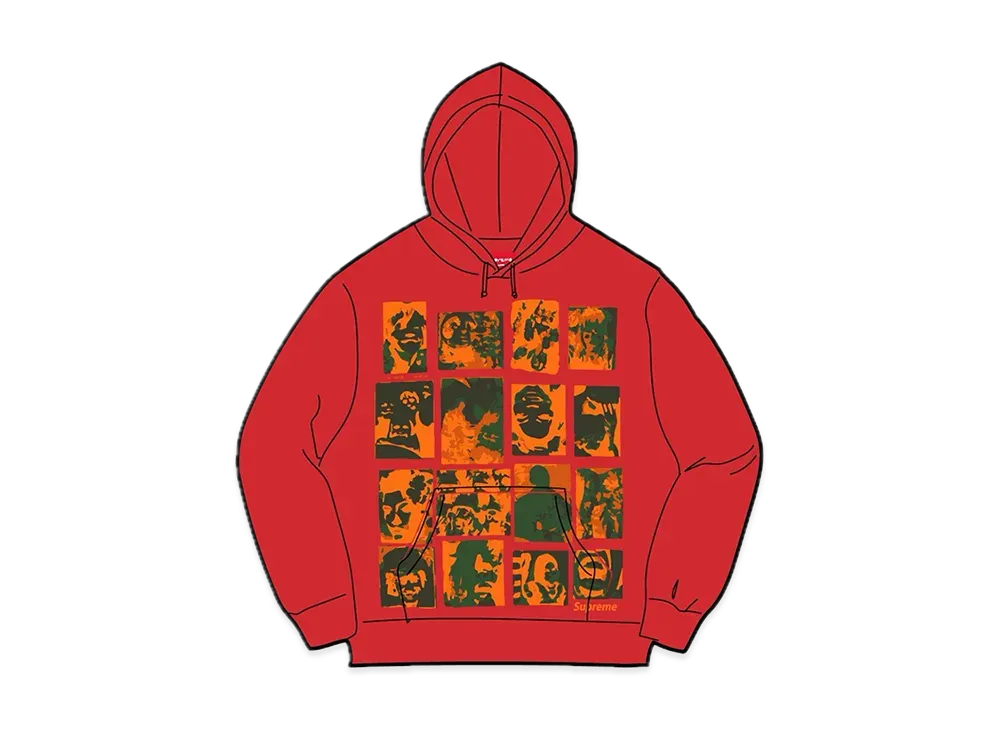 Supreme Collage Grid Hooded Sweatshirt "Red"