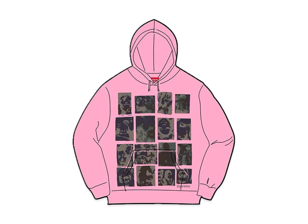 Supreme Collage Grid Hooded Sweatshirt "Pink"