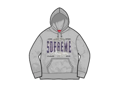 Supreme Rhinestone Hooded Sweatshirt "Heather Grey"