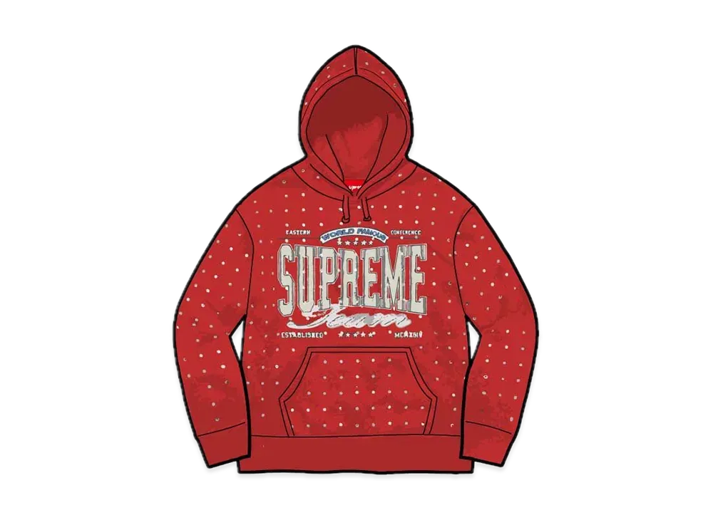 Supreme Rhinestone Hooded Sweatshirt "Burnt Red"