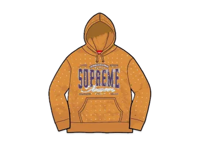 Supreme Rhinestone Hooded Sweatshirt "Light Mustard"