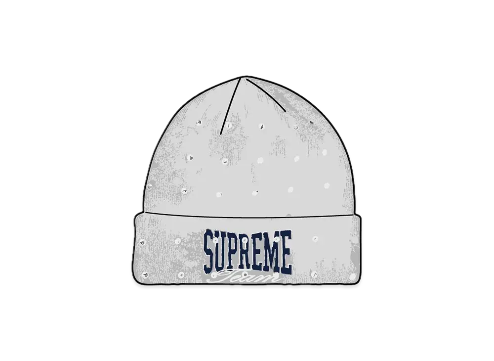 Supreme New Era Rhinestone Beanie "Heather Grey"