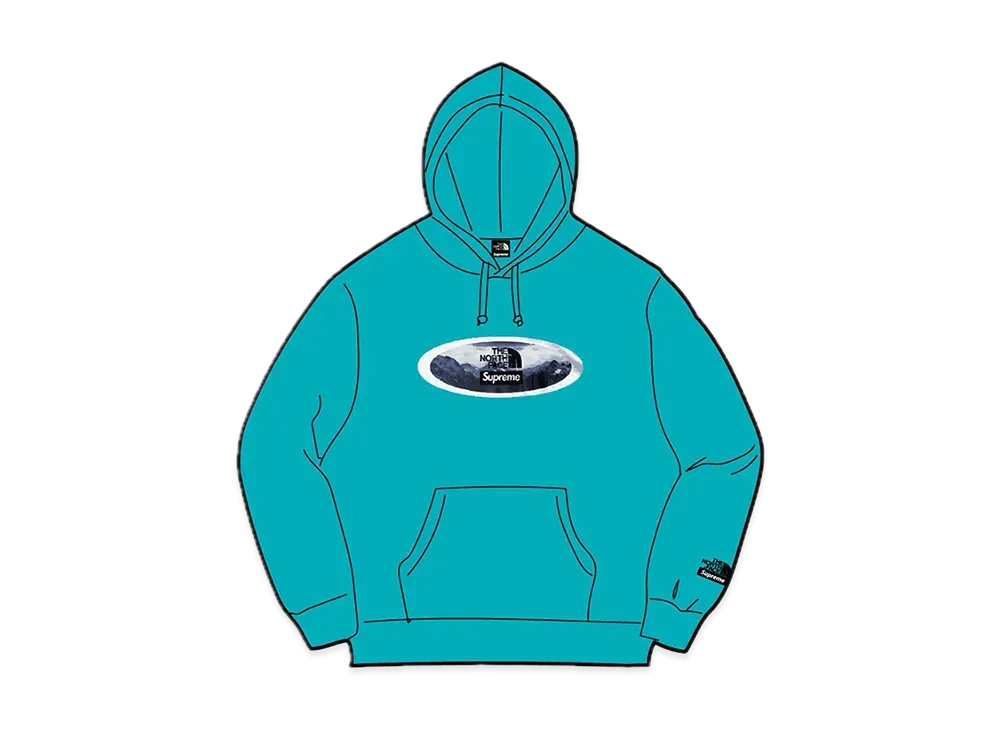 Supreme x The North Face Lenticular Mountains Hooded Sweatshirt "Teal"