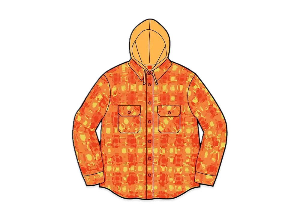 シュプリーム フーディー フランネル ジップ アップ シャツ "オレンジ"