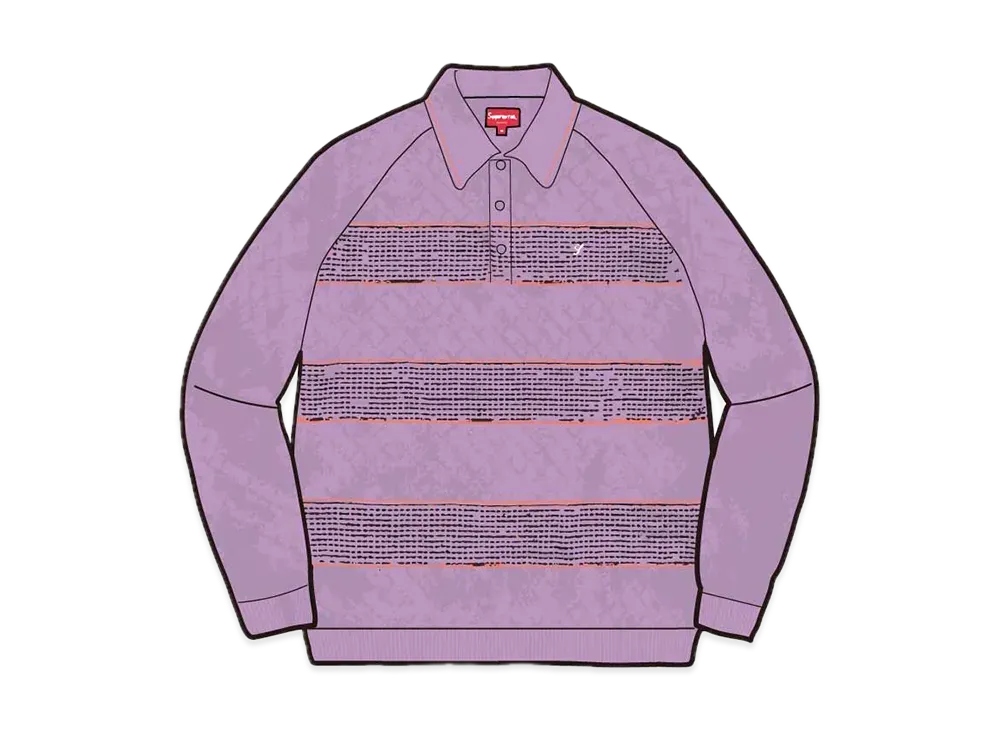 Supreme Knit Stripe L/S Polo "Purple"