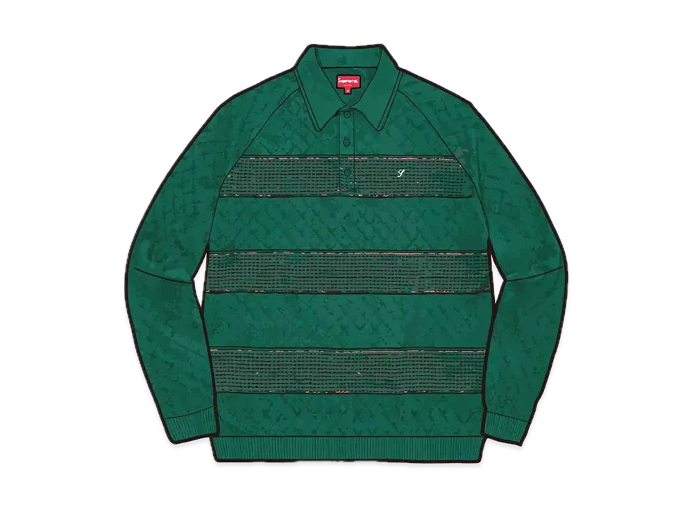 Supreme Knit Stripe L/S Polo "Green"