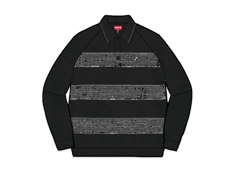 Supreme Knit Stripe L/S Polo "Black"