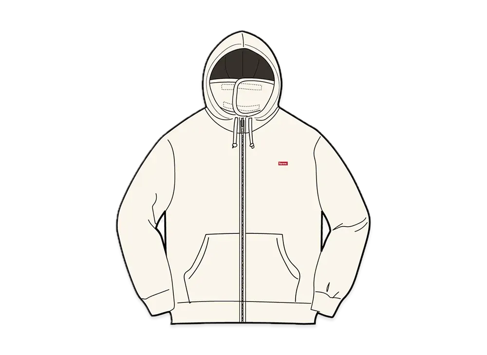 Supreme Small Box Facemask Zip Up Hooded Sweatshirt "Natural"