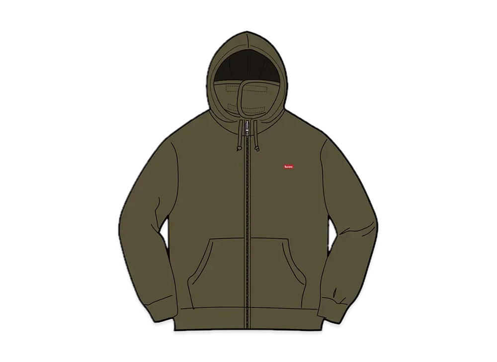 Supreme Small Box Facemask Zip Up Hooded Sweatshirt "Dark Olive"