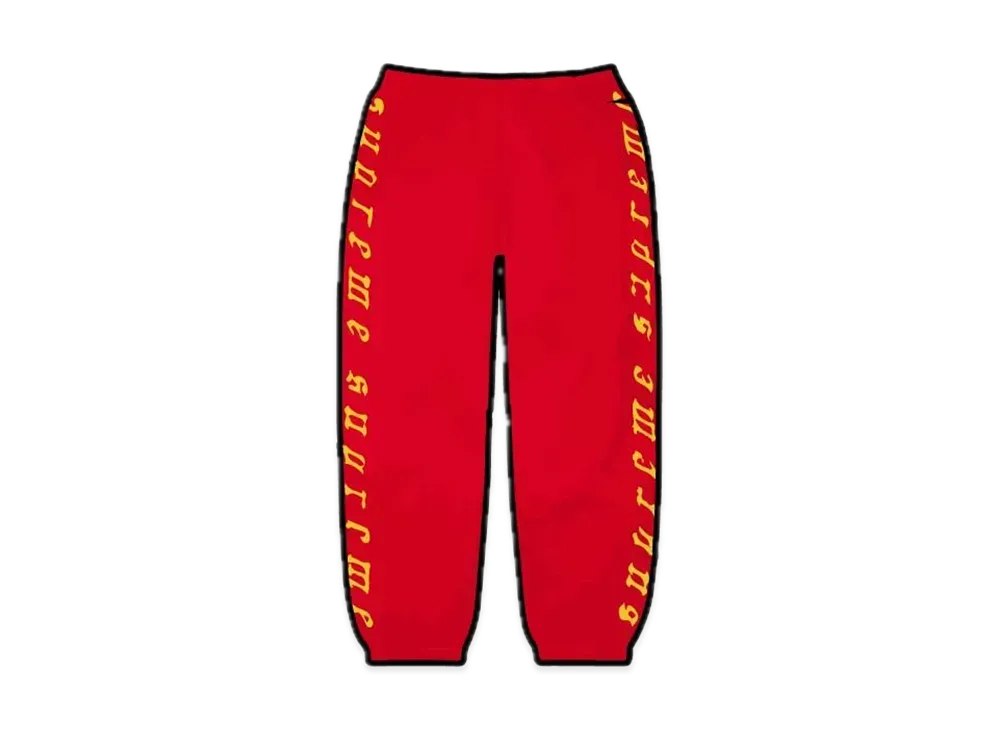 Supreme ロゴ入り レッド トレーニングパンツ Supreme Raised Embroidery Sweatpant 