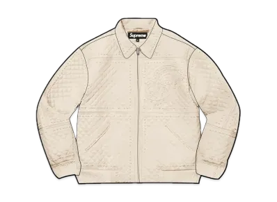 Supreme Studded Quilted Leather Jacket "White"