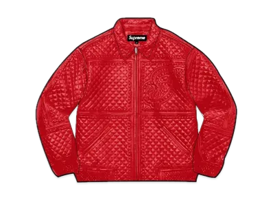 Supreme Studded Quilted Leather Jacket "Red"