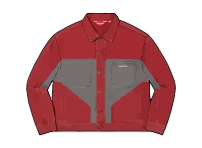 Supreme 2-Tone Paneled Denim Jacket "Red"