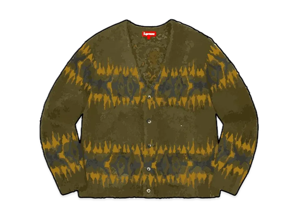 Supreme Abstract Stripe Cardigan "Olive"