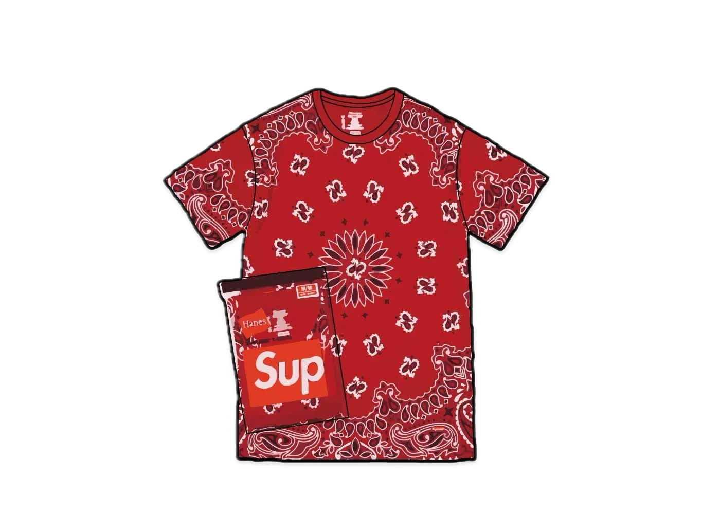 Supreme / Hanes Bandana Tagless Tees (2 Pack) "Red"
