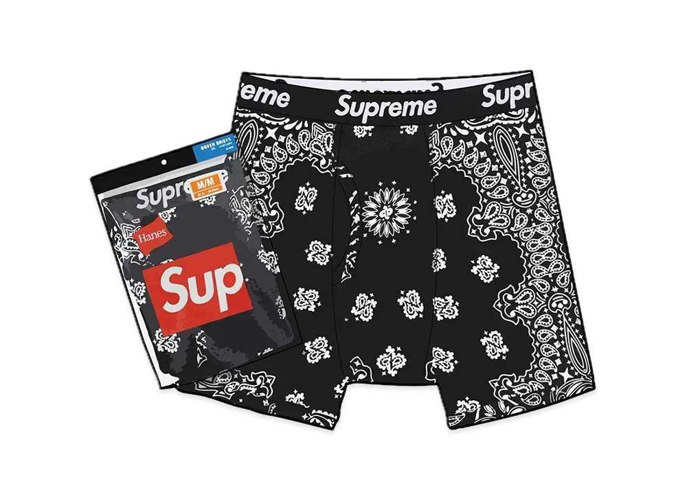 Supreme x Hanes Bandana Boxer Briefs (2 Pack) "Black"