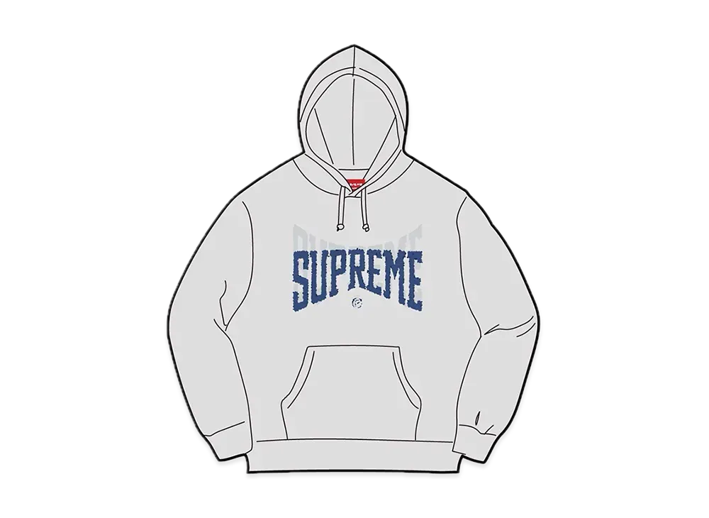 Supreme Rhinestone Shadow Hooded Sweatshirt "Heather Grey"
