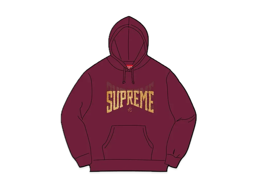 Supreme Rhinestone Shadow Hooded Sweatshirt "Burgundy"