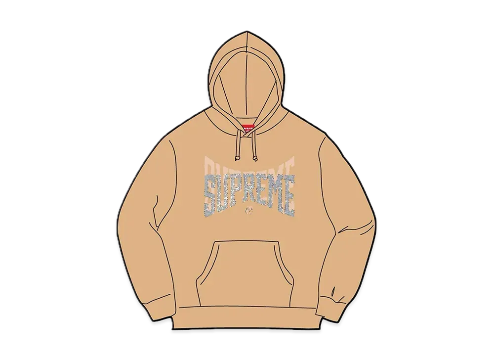 Supreme Rhinestone Shadow Hooded Sweatshirt "Dark Tan"