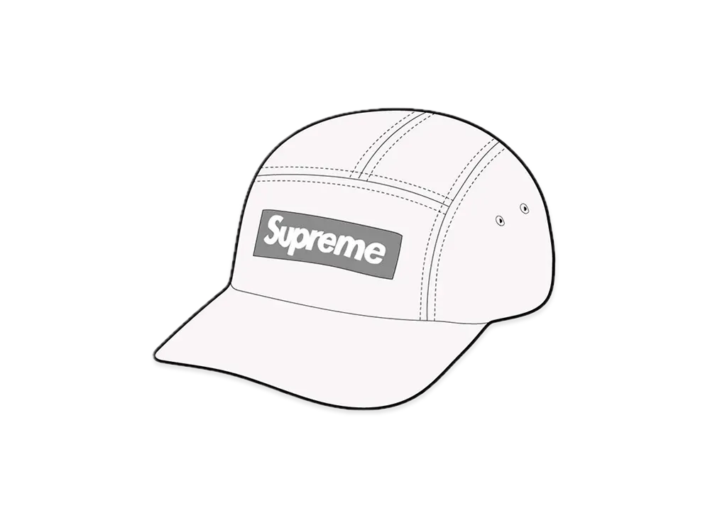 Supreme Reflective Jacquard Logo Camp Cap "White"
