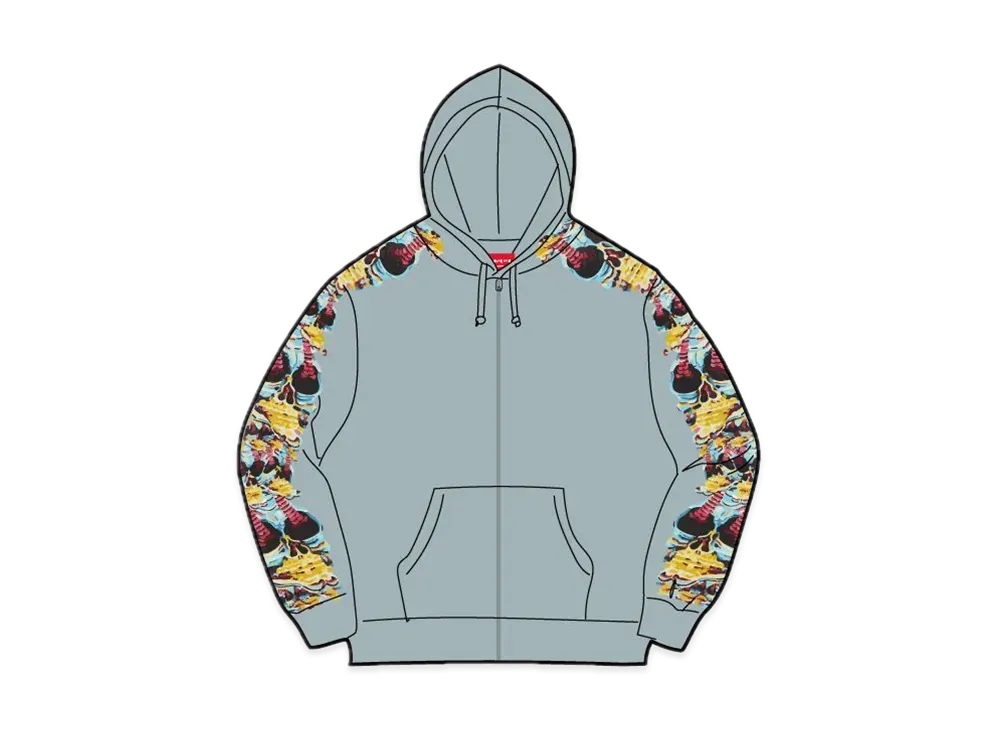 Supreme Skulls Zip Up Hooded Sweatshirt "Light Slate"