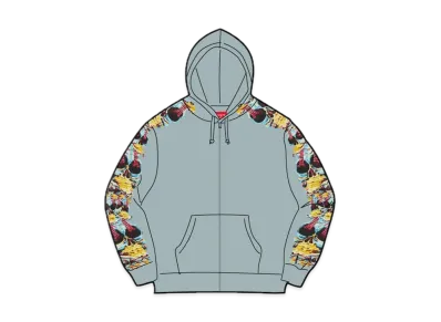 Supreme Skulls Zip Up Hooded Sweatshirt "Light Slate"