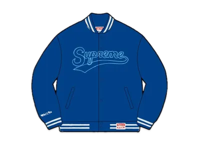 Supreme / Mitchell & Ness Doughboy Twill Varsity Jacket "Blue"