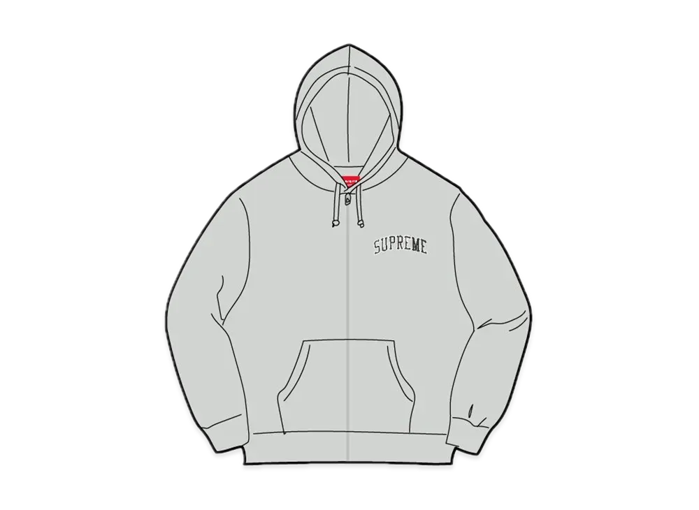 Supreme / Mitchell & Ness Doughboy Zip Up Hooded Sweatshirt "Heather Grey"