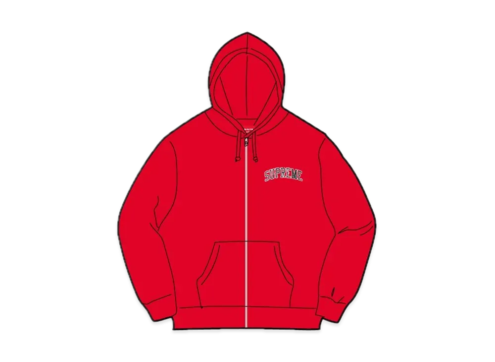 Supreme / Mitchell & Ness Doughboy Zip Up Hooded Sweatshirt "Red"