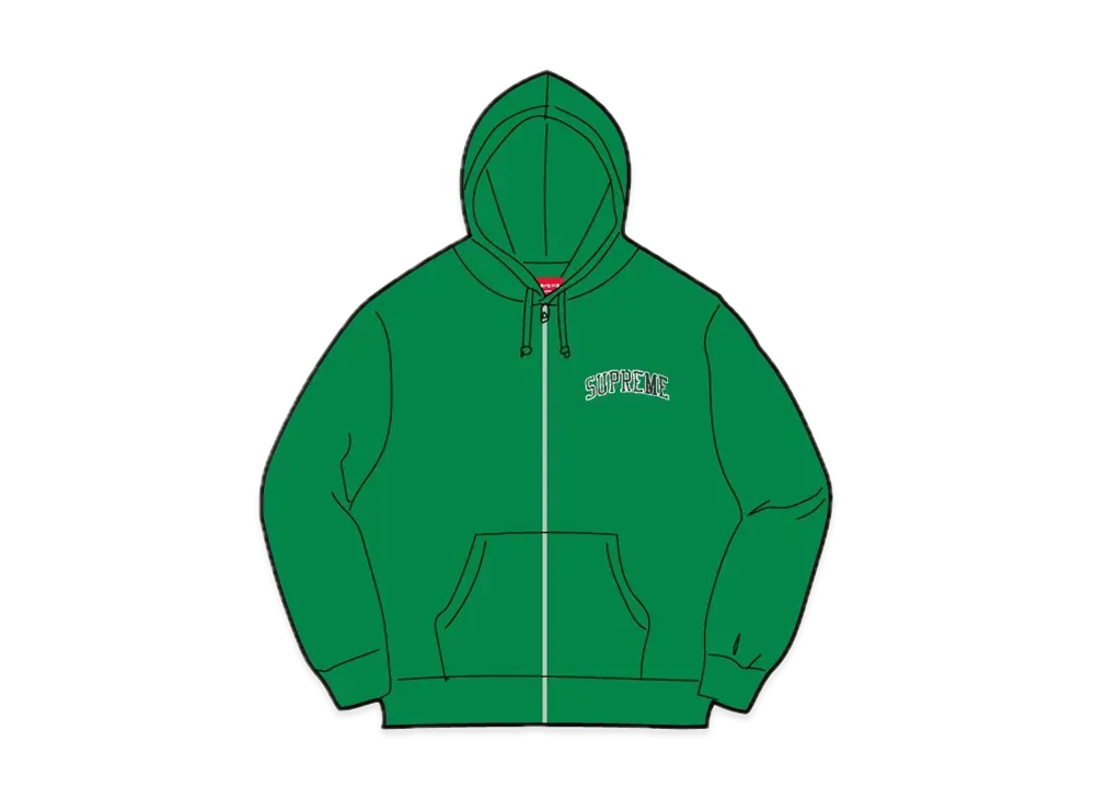 Supreme / Mitchell & Ness Doughboy Zip Up Hooded Sweatshirt "Green"