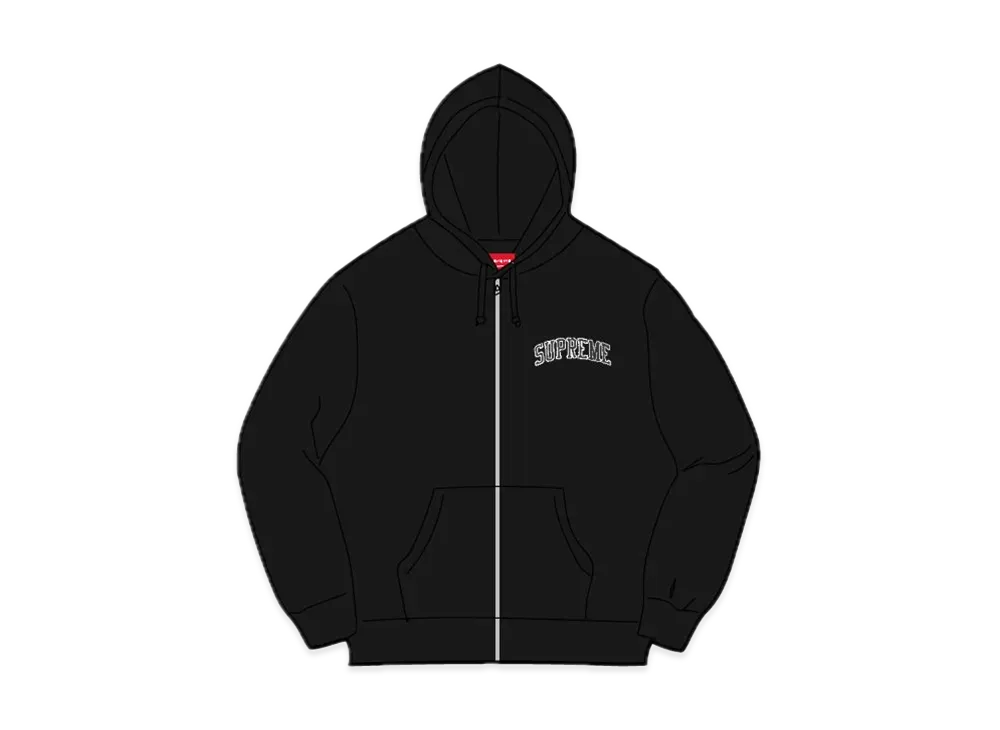 Supreme / Mitchell & Ness Doughboy Zip Up Hooded Sweatshirt "Black"
