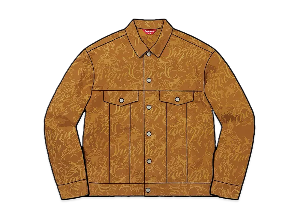 Supreme Script Jacquard Denim Trucker Jacket "Brown"
