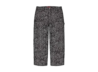 Supreme Script Jacquard Double Knee Denim Painter Pant "Washed Black"