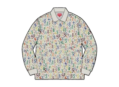 Supreme Currency Jacquard Zip L/S Polo "White"