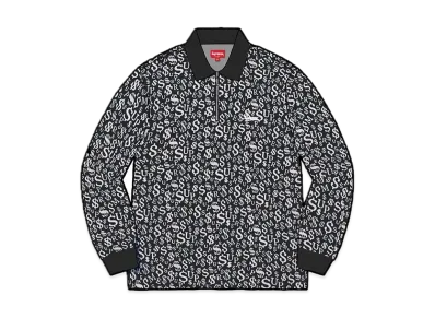 Supreme Currency Jacquard Zip L/S Polo "Black"