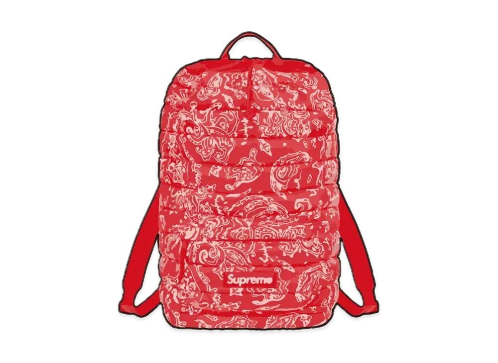 Supreme Puffer Backpack "Red Paisley"