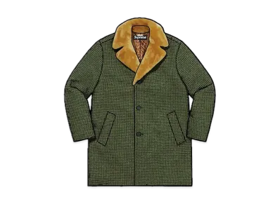 Supreme Fur Collar Car Coat "Green Houndstooth"
