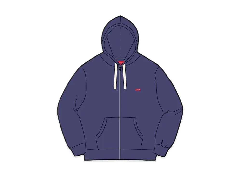 Supreme Small Box Drawcord Zip Up Hooded Sweatshirt "Washed Navy"