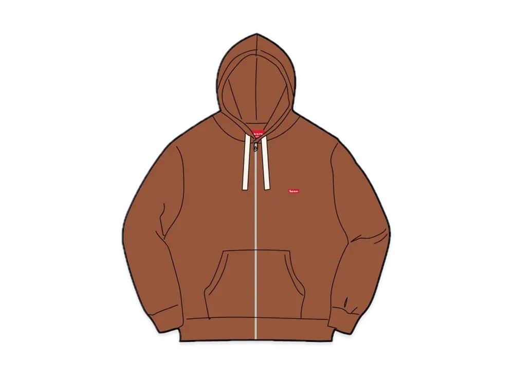 Supreme Small Box Drawcord Zip Up Hooded Sweatshirt "Brown"