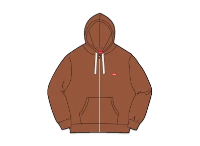 Supreme Small Box Drawcord Zip Up Hooded Sweatshirt "Brown"