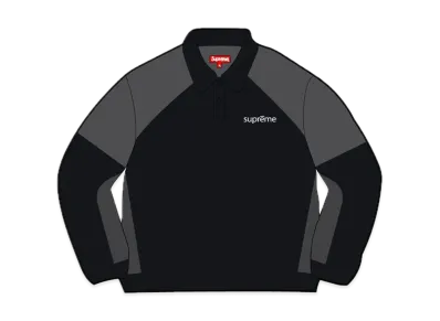 Supreme Paneled Velour L/S Polo "Black"