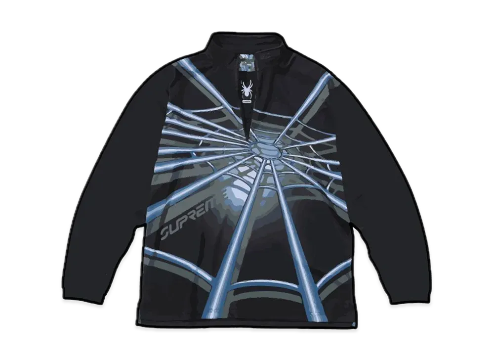 シュプリーム スパイダー ウェブ ハーフ ジップ プルオーバー "ブラック"