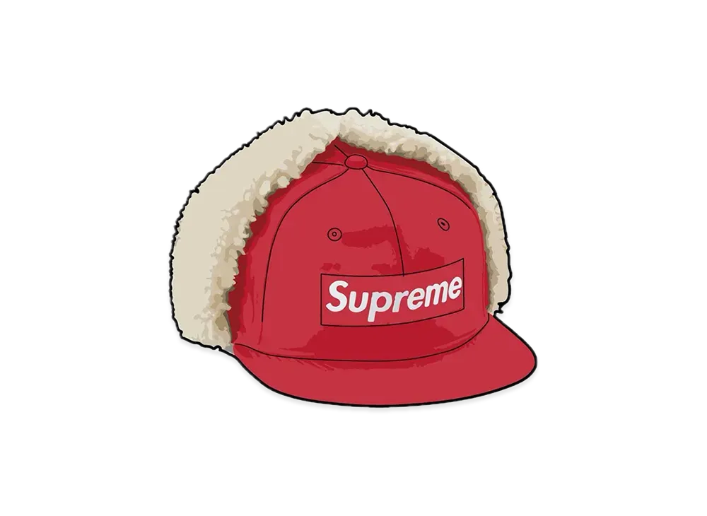 Supreme Leather Earflap Box Logo New Era "Red"