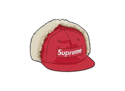 Supreme Leather Earflap Box Logo New Era "Red"