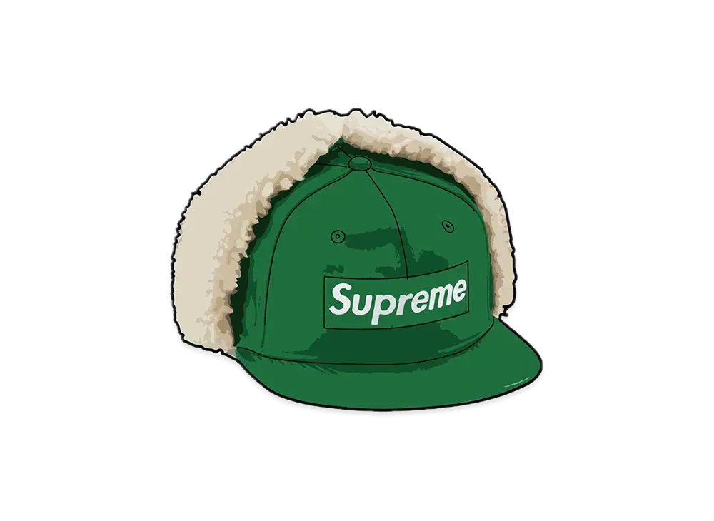Supreme Leather Earflap Box Logo New Era "Green"